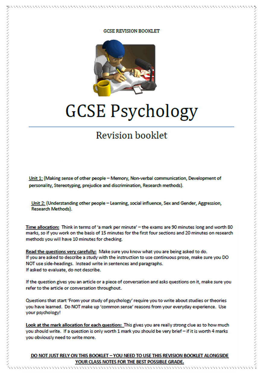 ShortCutstvGCSE Psychology: Revision Booklet